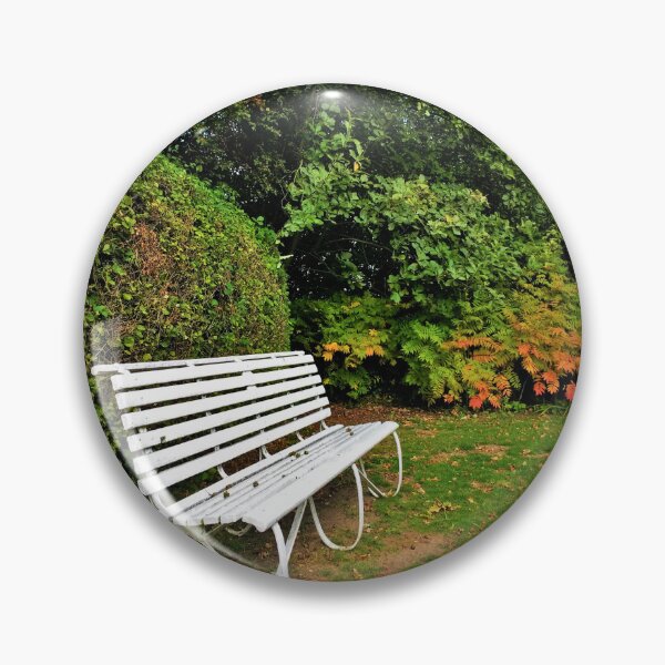 Item preview, #239 |☼| White Bench By Bush - Angled Portrait Shot (Elsham Hall, Gardens & Country Park) designed and sold by Naean H.F. (Nez Man).