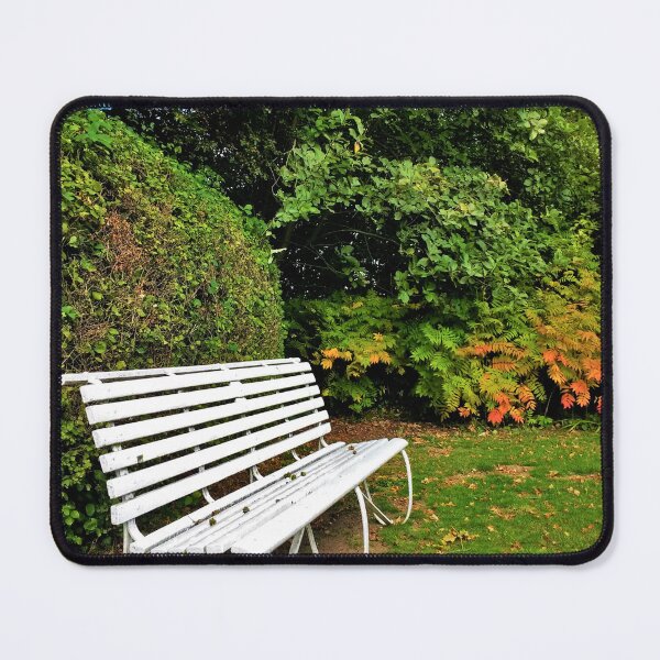 Item preview, #239 |☼| White Bench By Bush - Angled Portrait Shot (Elsham Hall, Gardens & Country Park) designed and sold by Naean H.F. (Nez Man).