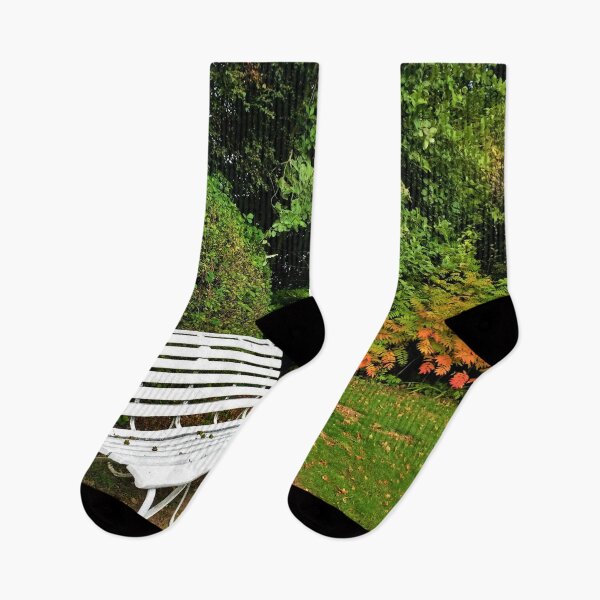 Item preview, #239 |☼| White Bench By Bush - Angled Portrait Shot (Elsham Hall, Gardens & Country Park) designed and sold by Naean H.F. (Nez Man).