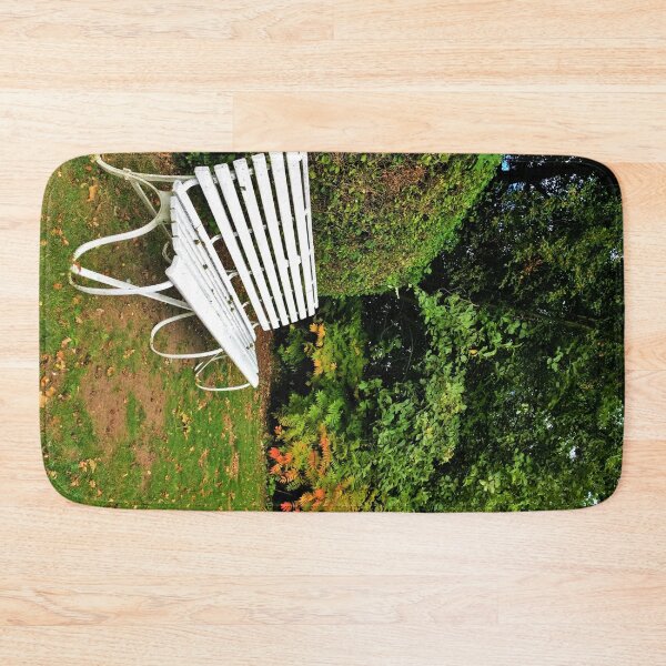 Item preview, #239 |☼| White Bench By Bush - Angled Portrait Shot (Elsham Hall, Gardens & Country Park) designed and sold by Naean H.F. (Nez Man).