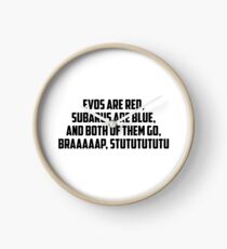 Evo x Subaru quote Clock