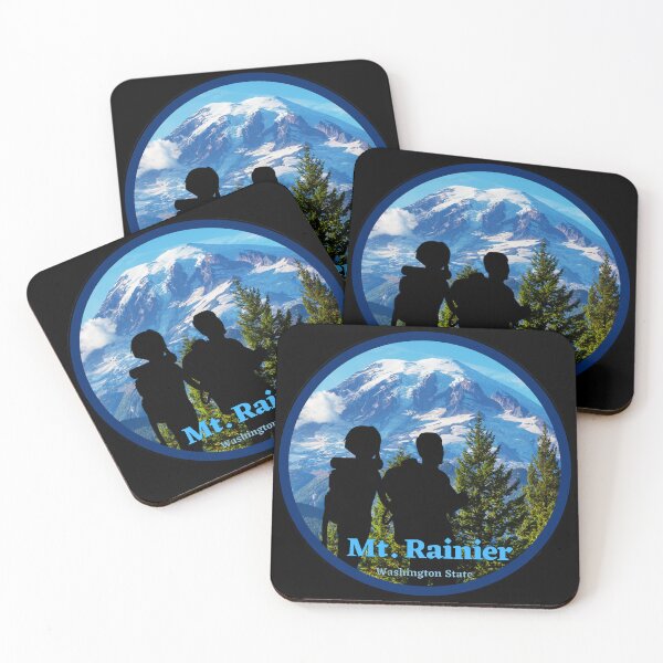 Item preview, Mt. Rainier in Washington State.  Circle round shape with couple hiking. designed and sold by Kona Linda.
