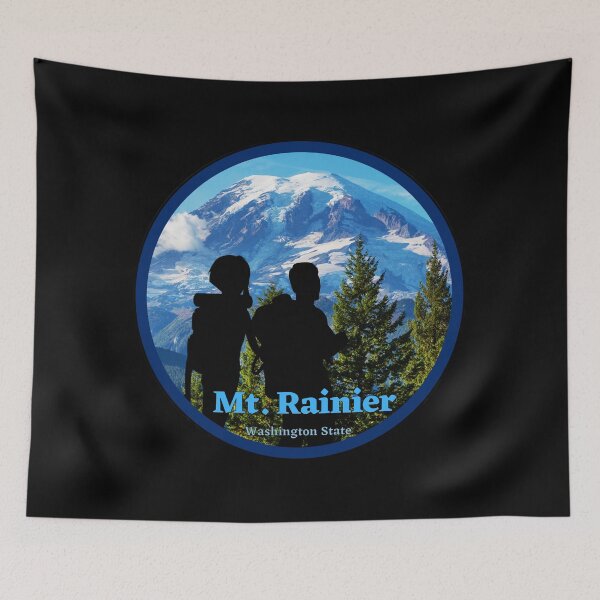 Item preview, Mt. Rainier in Washington State.  Circle round shape with couple hiking. designed and sold by Kona Linda.