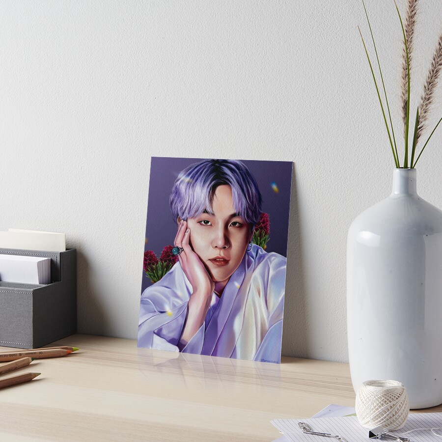 bts-suga-birth-flower-fanart-art-board-print-by-springethereal-redbubble