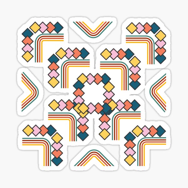 Retro Abstract Geometric 2022 Pattern Sticker