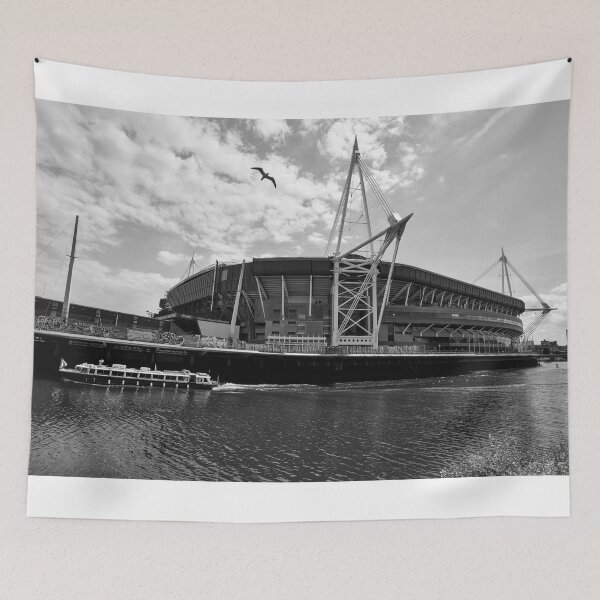 Item preview, principality millennium stadium cardiff wales uk monochrome designed and sold by VnGphoto.