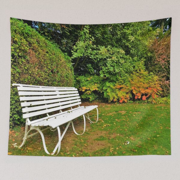 Item preview, #240 |☼| White Bench By Bush - Angled Landscape Shot (Elsham Hall, Gardens & Country Park) designed and sold by Naean H.F. (Nez Man).