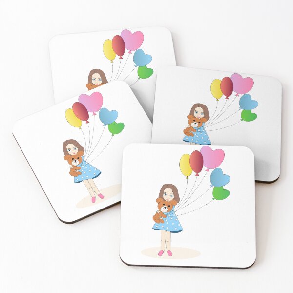 Item preview, Stay girl with balloons and bear designed and sold by Ingahaliullina.