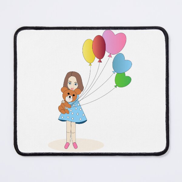 Item preview, Stay girl with balloons and bear designed and sold by Ingahaliullina.