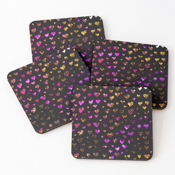 Item preview, FLOATING HEARTS PURPLE AND GOLD HEARTS ON BLACK BACKGROUND TEXTILE AND FABRIC DESIGN designed and sold by nickbrayimages.