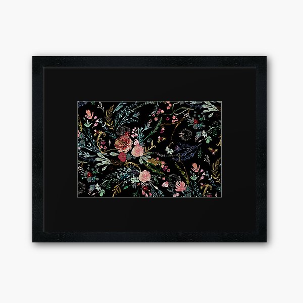 Midnight Floral Framed Art Print