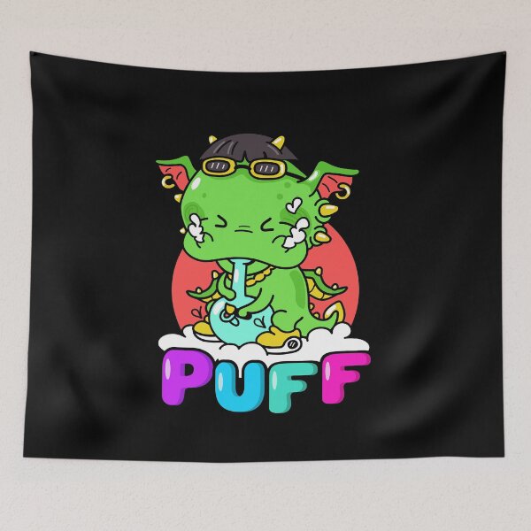 Item preview, Puff puff Dragon - magical weed smoking dragon designed and sold by CabbageNClouds.
