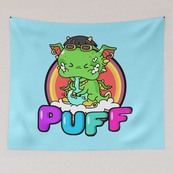 Item preview, Puffy puff the magical Dragon - magical weed smoking dragon designed and sold by CabbageNClouds.