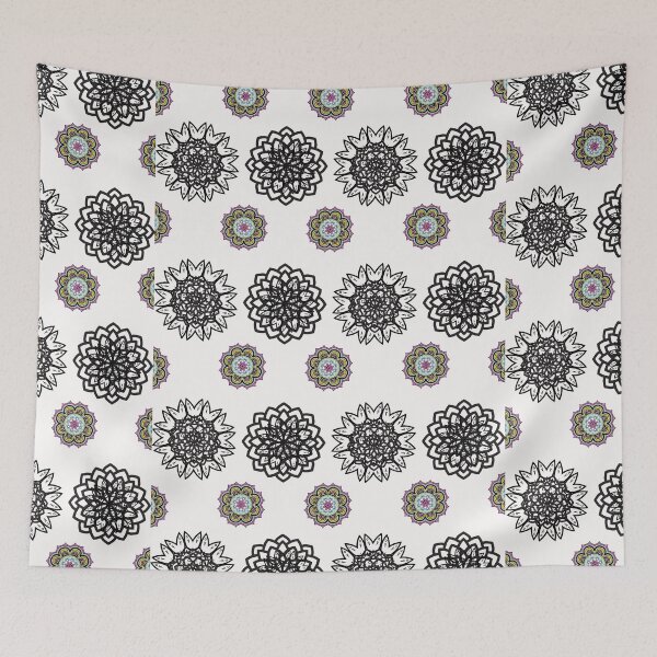 Item preview, Monochrome Ethnic Mandala - Black and White Pattern designed and sold by SBWorld.