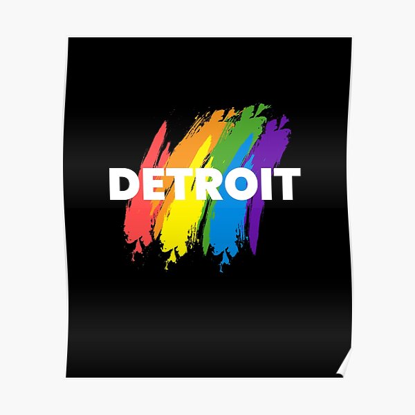 "Pride DETROIT Michigan LGBTQ+ Gay Lesbian Art Design" Poster for Sale