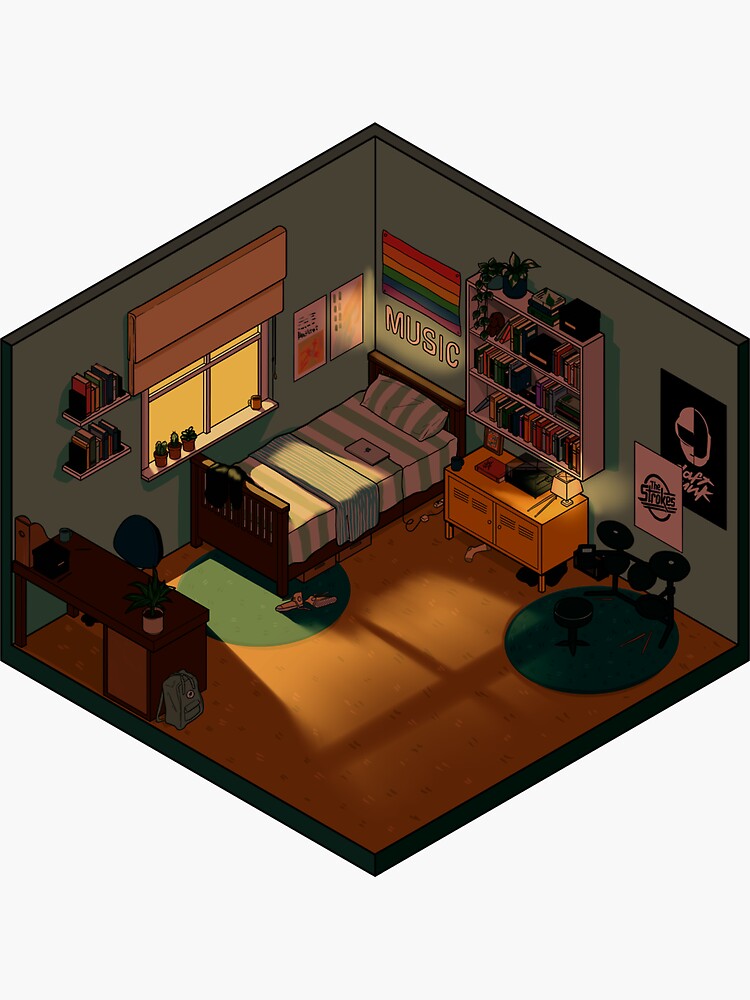 Charlie Spring Heartstopper Isometric Bedroom Sticker For Sale By   Bg,f8f8f8 Flat,750x,075,f Pad,750x1000,f8f8f8 