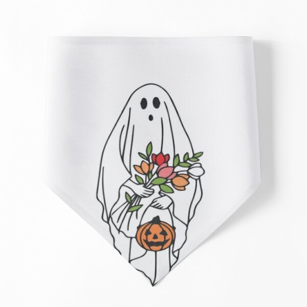 ghost pumpkin flower Halloween,for girl men and anybody who loves ghosts Pet Bandana