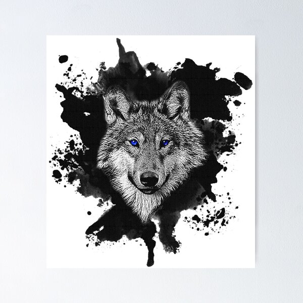 Item preview, Wolf with blue eyes - Watercolor designed and sold by CGArtsy.