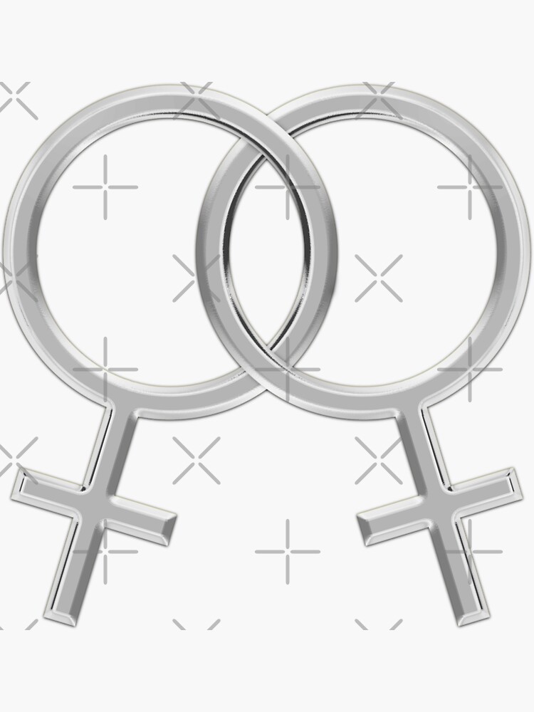 Two Interlocking Female Symbols (silver design) by Gay-Pride-Depot