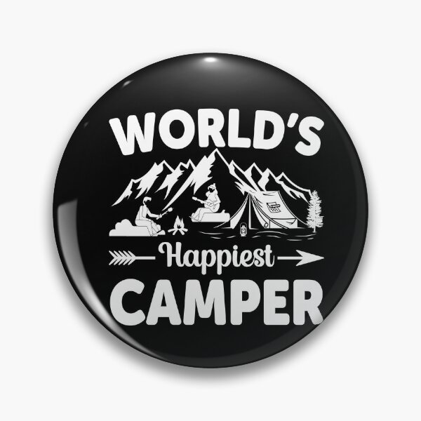 Aperçu de l'œuvre Worlds Happiest Camper I love Camping Hiking Camping Tree Mountains Tent Art Design Happy Apparel Essential Inspiration Joy Mood Funny créée et vendue par DesignByHeartUK.
