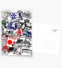 Travel Destination Passport Stamps Postcards