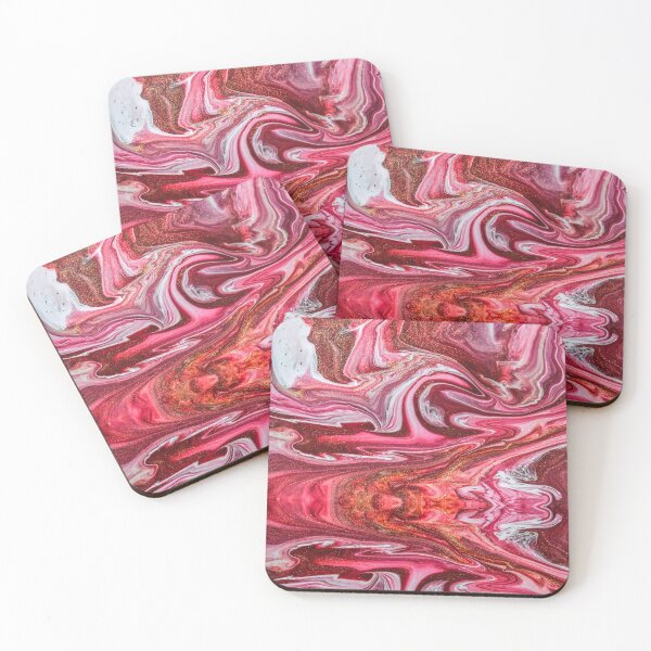 Item preview, Red Abstract Blush Pink Liquid Pour Pint Acrylic Fluid Paint designed and sold by adoredigitals.