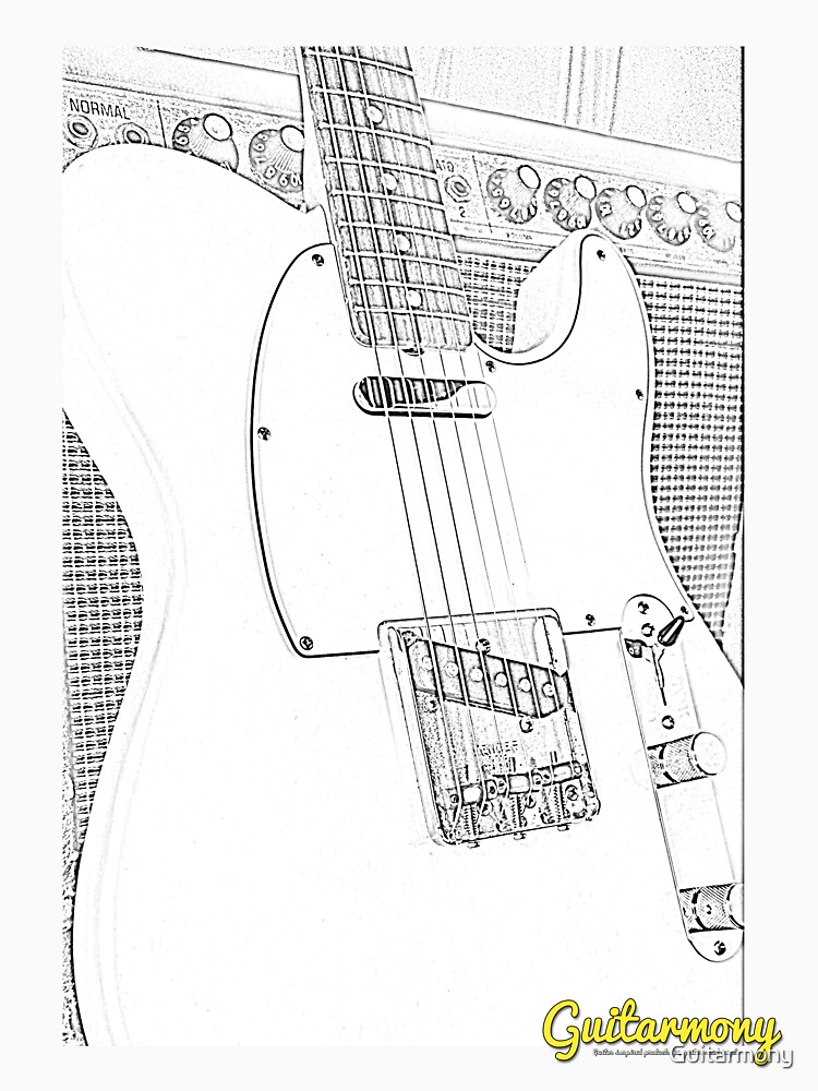 Artwork view, Vintage Telecaster Pencil Portrait White designed and sold by Guitarmony