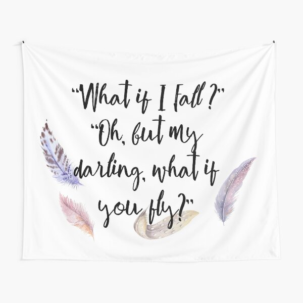 Disover What if you fly? Feather whimsy. Tapestry