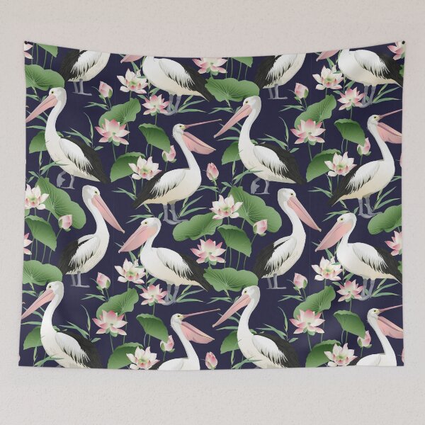 Item preview, ' Pelicans in Lotus flower pond ' designed and sold by MARYMAXMAC.