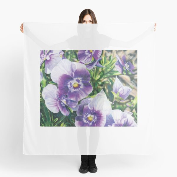 Purple and White Pansies Scarf
