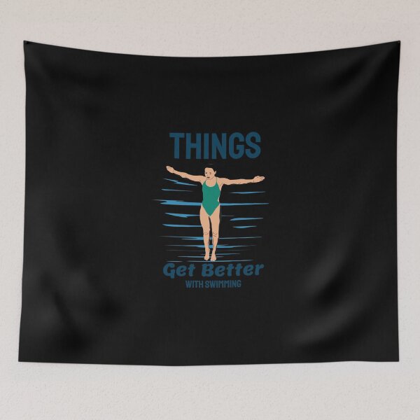 Item preview, Things Get Better With Swimming Swimming Fitted T-Shirt designed and sold by laureljusjv.