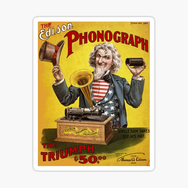Item preview, EDISON PHONOGRAPH: Vintage Uncle Sam U.S Advertising Print designed and sold by posterbobs.