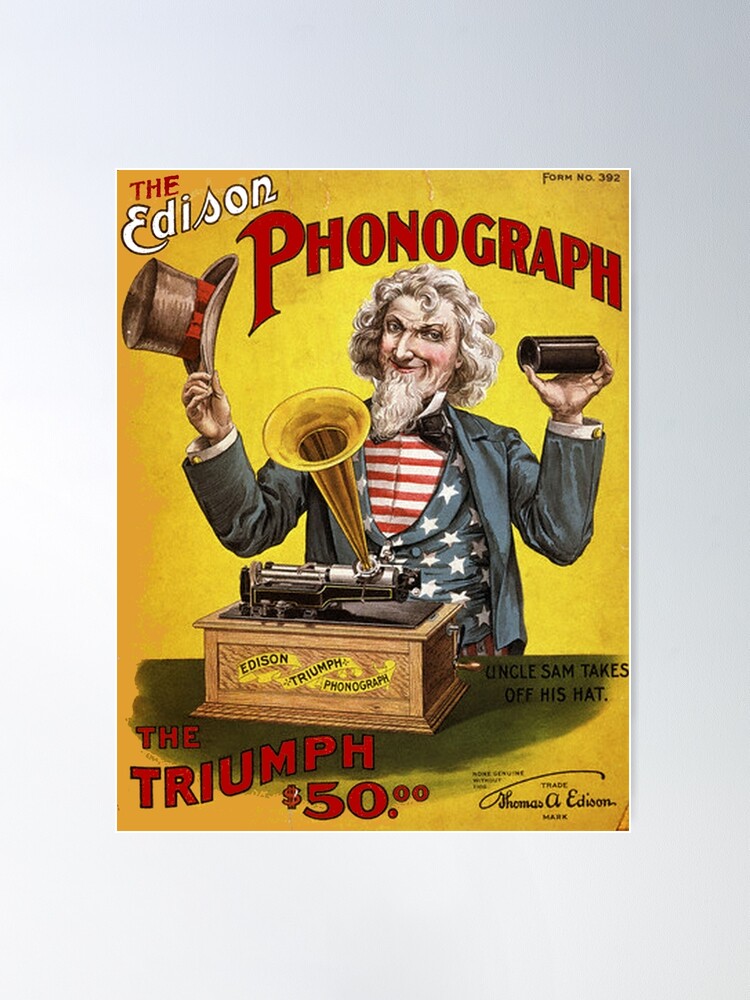 The Edison Phonograph Vintage Advertisement Poster Replica Old