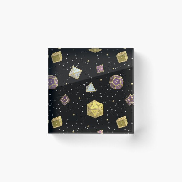 D&D Non Binary Pride Dice Set Pattern Acrylic Block