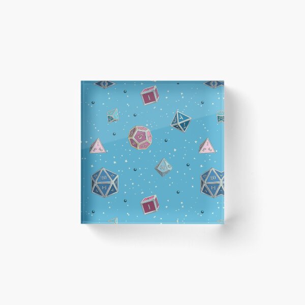 D&D Transgender Pride Dice Set Acrylic Block