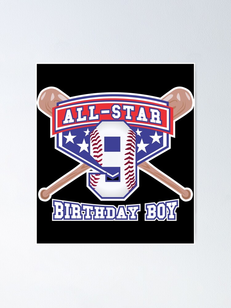 Youth Player All Star 9th Birthday Baseball Boy | Kids T-Shirt