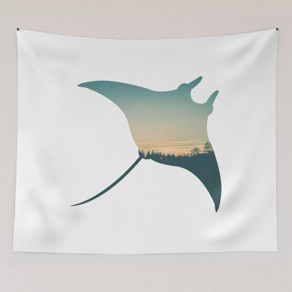 Item preview, Forest Trees Under Calm Sky Manta Ray | Cute Manta Ray designed and sold by BopleDesigns.