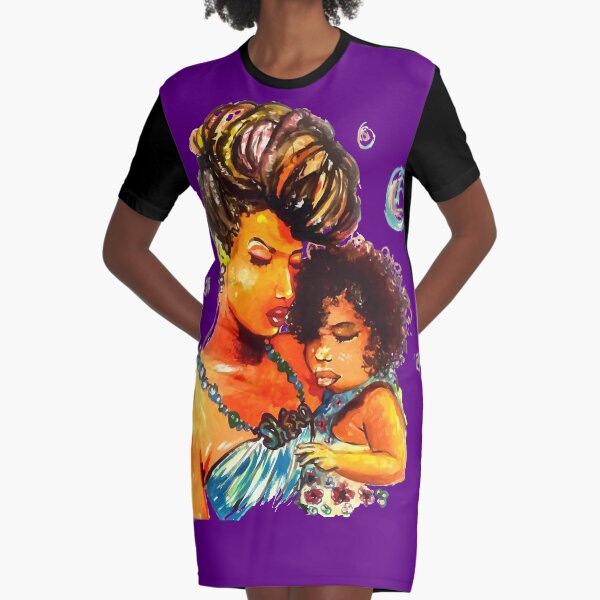 Natural Hair Flawless Curls Mother Daughter Graphic T-Shirt Dress
