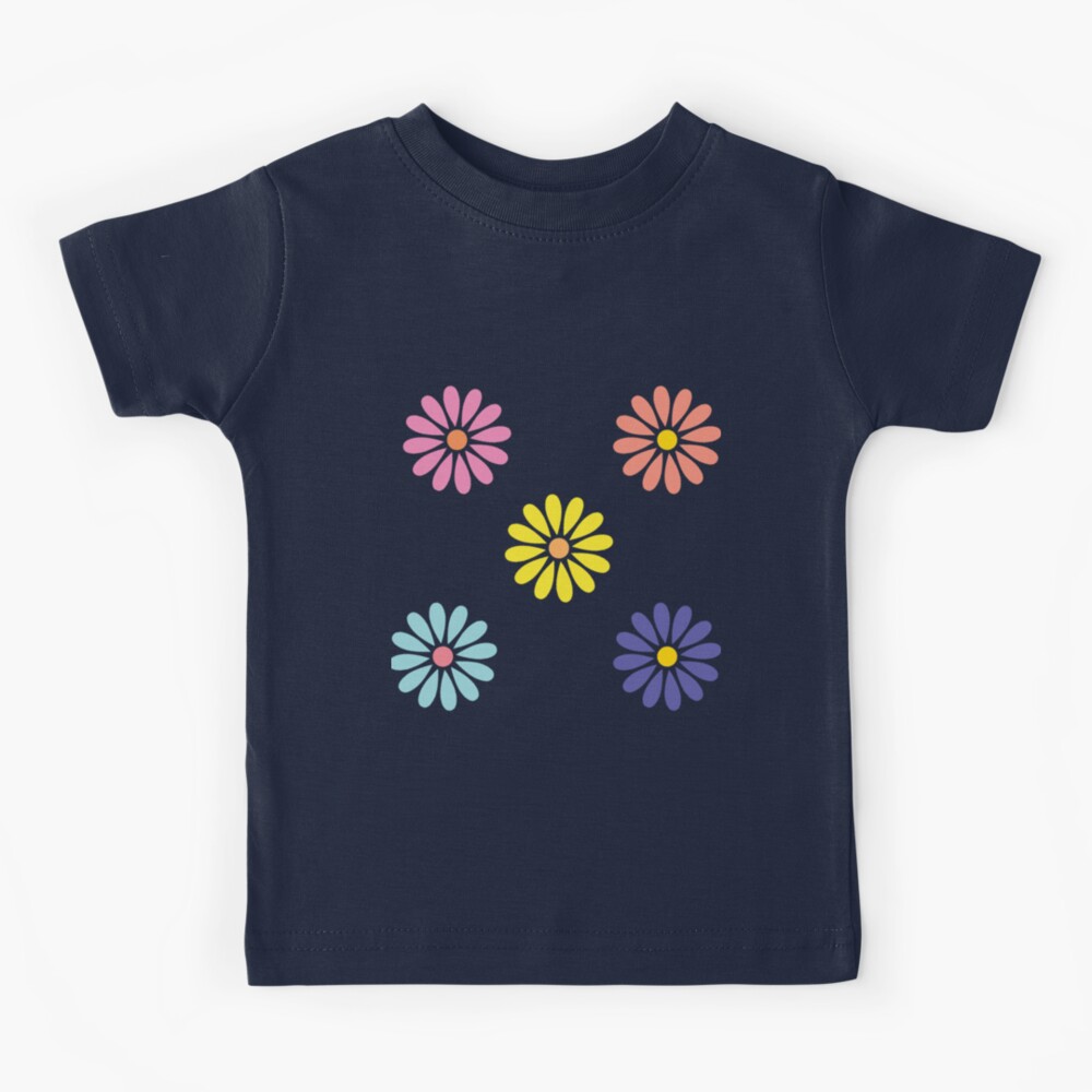 Pink and Purple flower. Floral in cute design with gold leafs pattern   Kids T-Shirt for Sale by Blue Artist