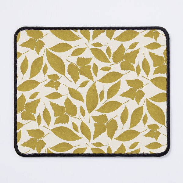Item preview, White Cream and Mustard Leaves Pattern designed and sold by WalkSimplyArt.