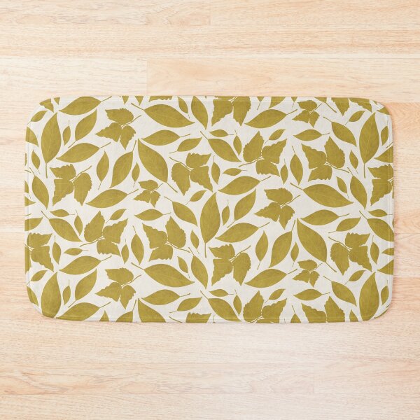Item preview, White Cream and Mustard Leaves Pattern designed and sold by WalkSimplyArt.