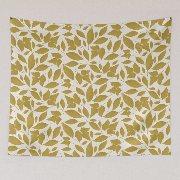 Item preview, White Cream and Mustard Leaves Pattern designed and sold by WalkSimplyArt.