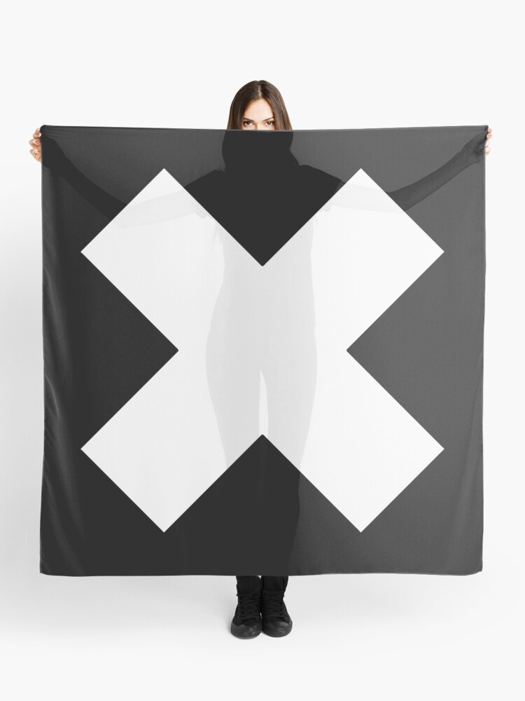 X White Cross X Marks The Spot Mark Marked Out Knock Out Gone Lost Mark Scarf - 