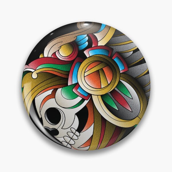Item preview, aztec warrior skull 3 designed and sold by cat poe.