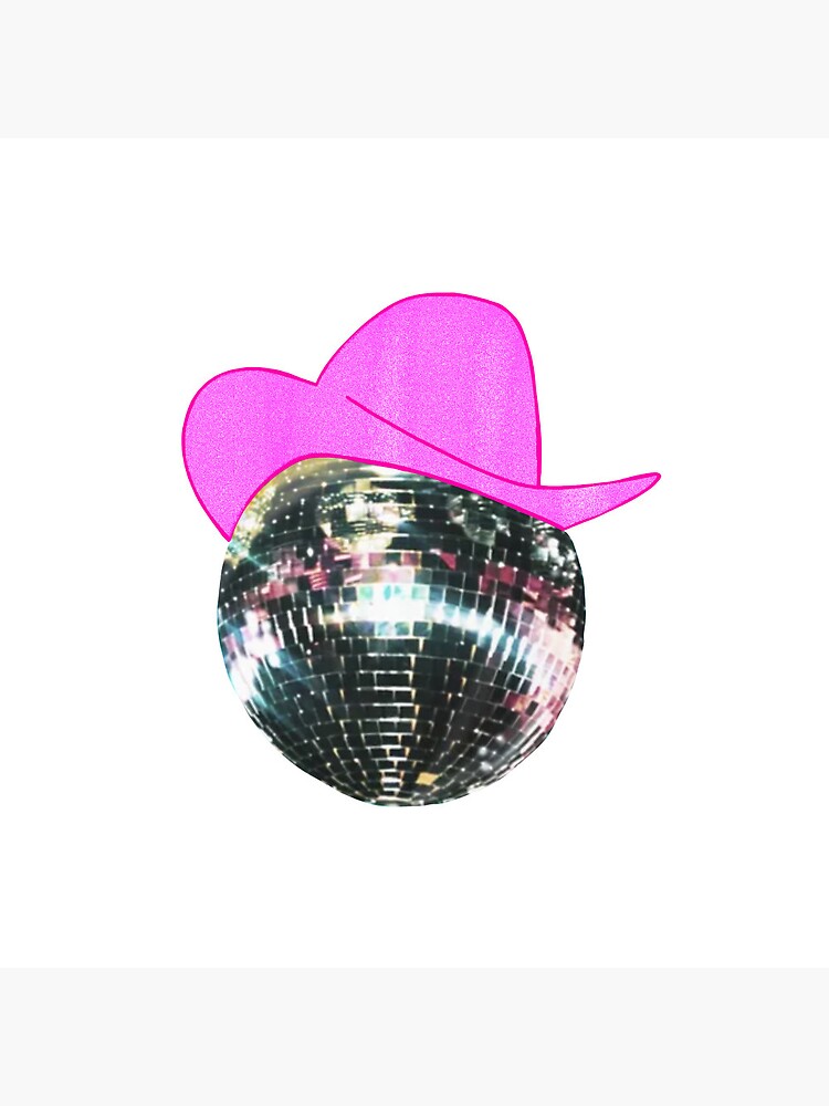Button for Sale mit Sparkly Pink Cowgirl Hut Discokugel von Malerie Green