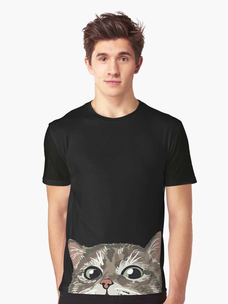 peeking cat t shirt