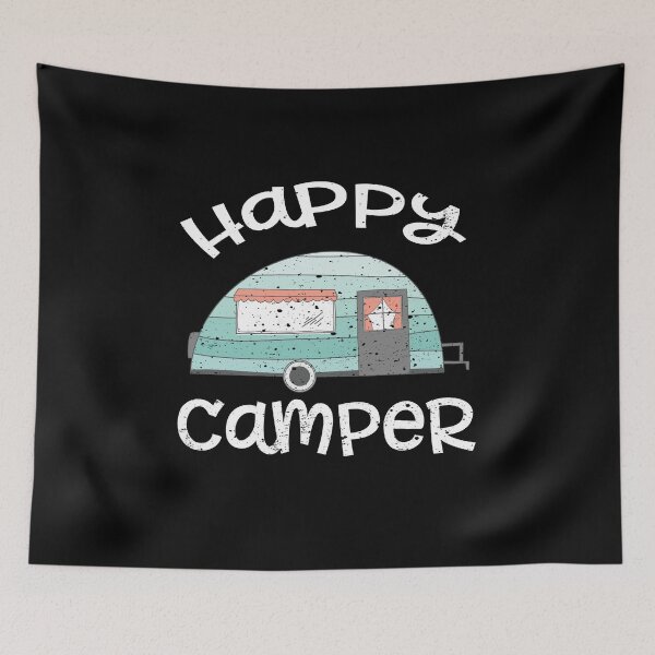Item preview, Happy Camper Retro Trailer RV Caravan Camping designed and sold by LarkDesigns.
