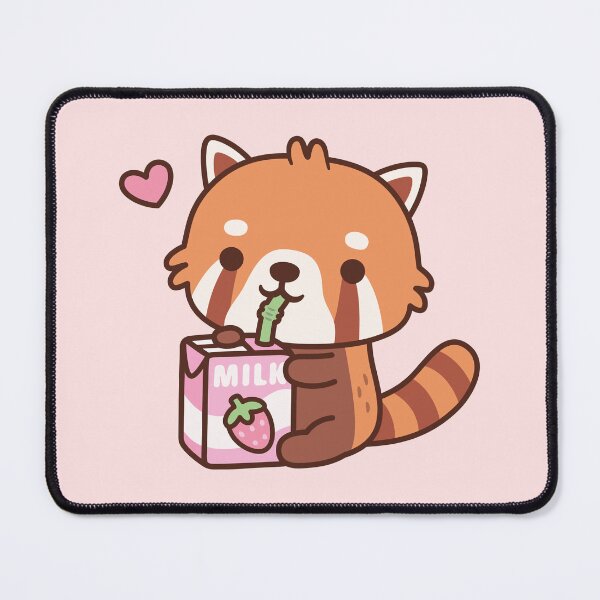 Item preview, Cute Red Panda Loves Drinking Strawberry Milk designed and sold by rustydoodle.