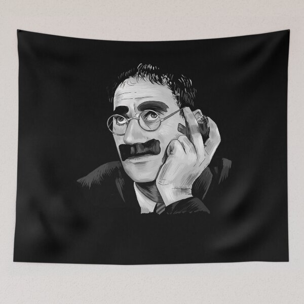 Item preview, Music Vintage Retro Groucho Marx Portrait Illustration Funny Graphic Gift designed and sold by EdwinEnigma.