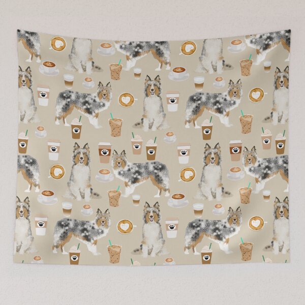 Item preview, Shetland Sheepdog blue merle sheltie dog breed coffee pattern dogs portrait sheepdogs art by PetFriendly designed and sold by PetFriendly.